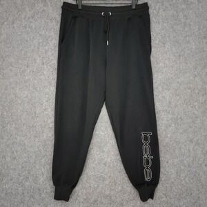 Bebe Sport Jogger Pants Womens 1X Plus Black Fleece Logo Elastic Waist Pockets